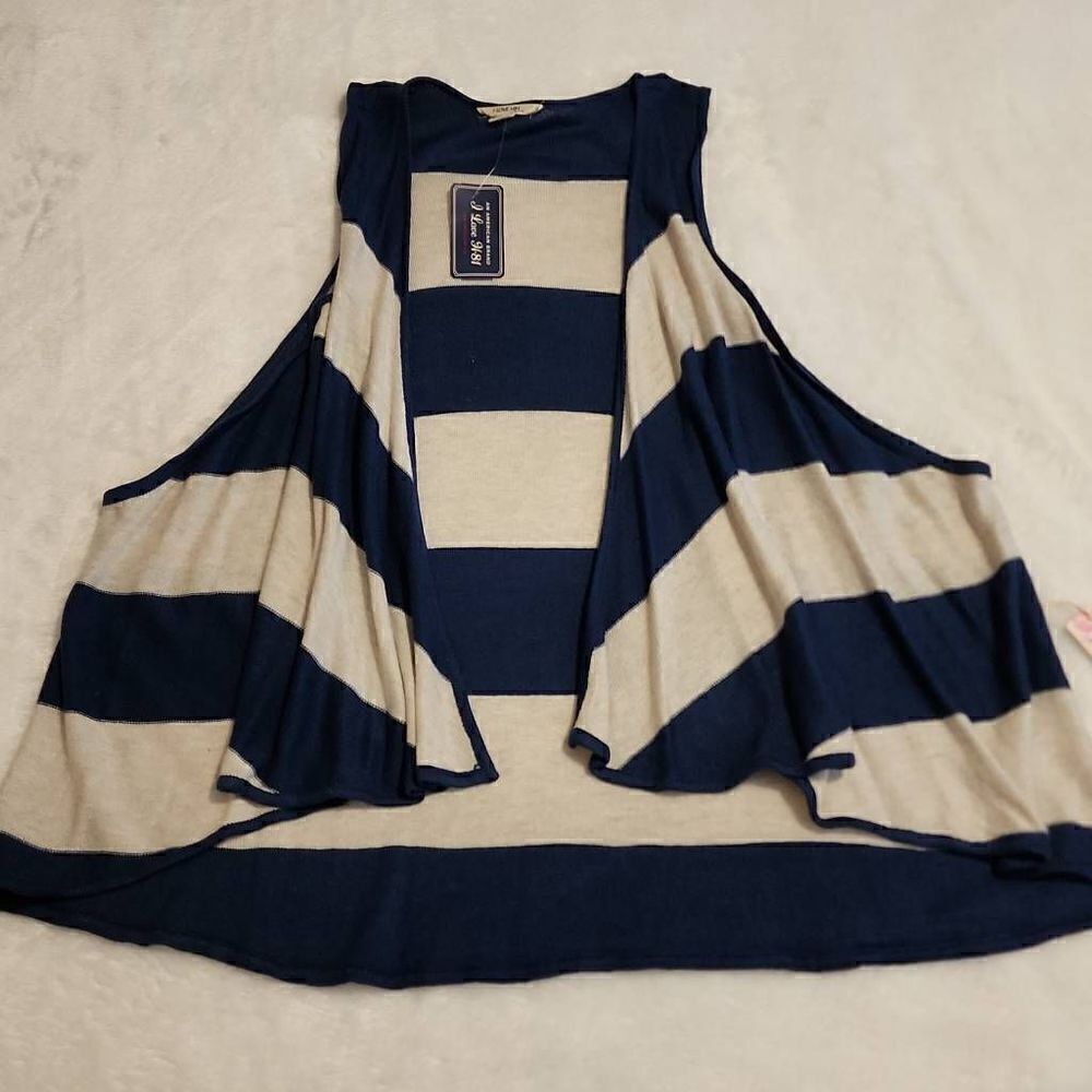 NWT I LOVE H81 Women's Striped Sweater Vest Size Large